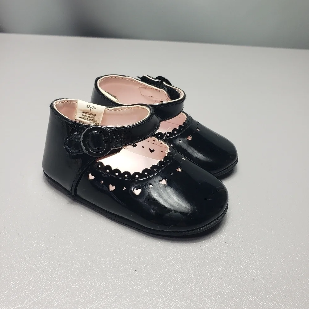 unbranded baby girls black dress shoes size 3